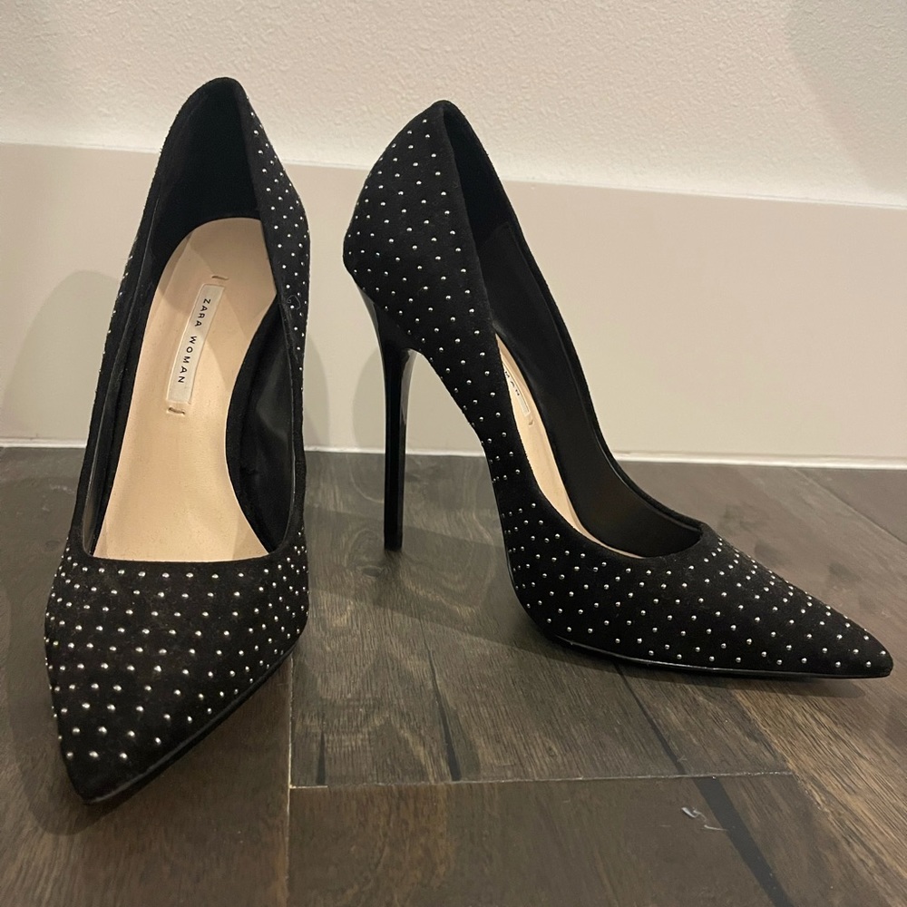 Zara Woman black heels with silver studs